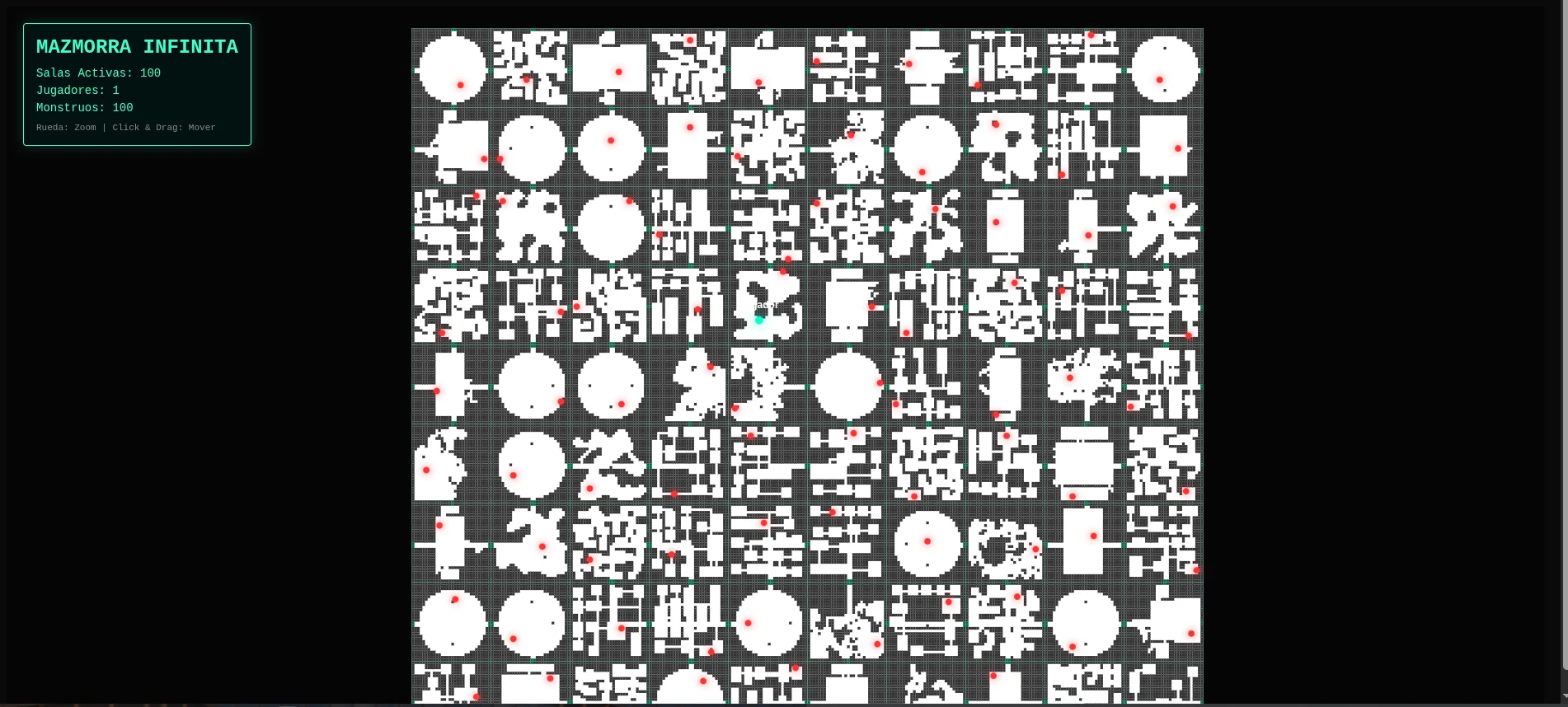 Visualización de generación procedural de 100 chunks en Venture