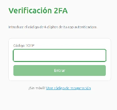 Pantalla de autenticación de LifeOS