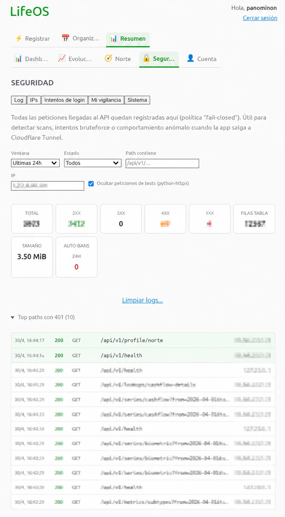 Ajustes de seguridad en LifeOS